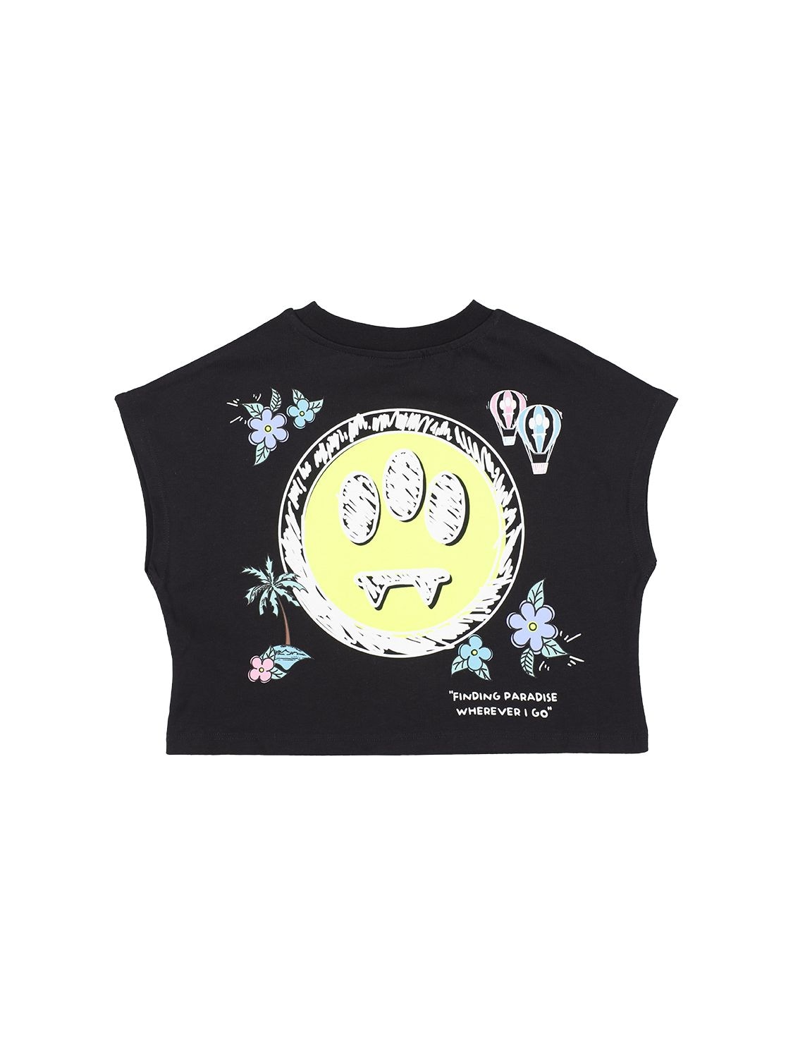 Printed Cotton Jersey Cropped T-shirt – KIDS-GIRLS > CLOTHING > T-SHIRTS & TANKS