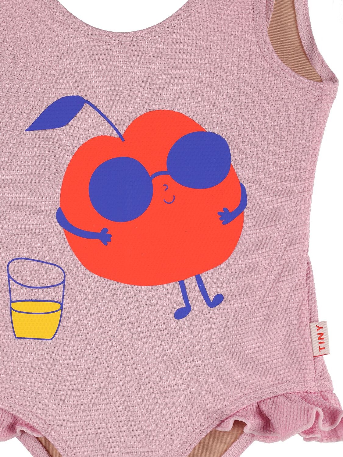 Tiny Cottons Apple Print Lycra Onepiece Swimsuit In Light Violet