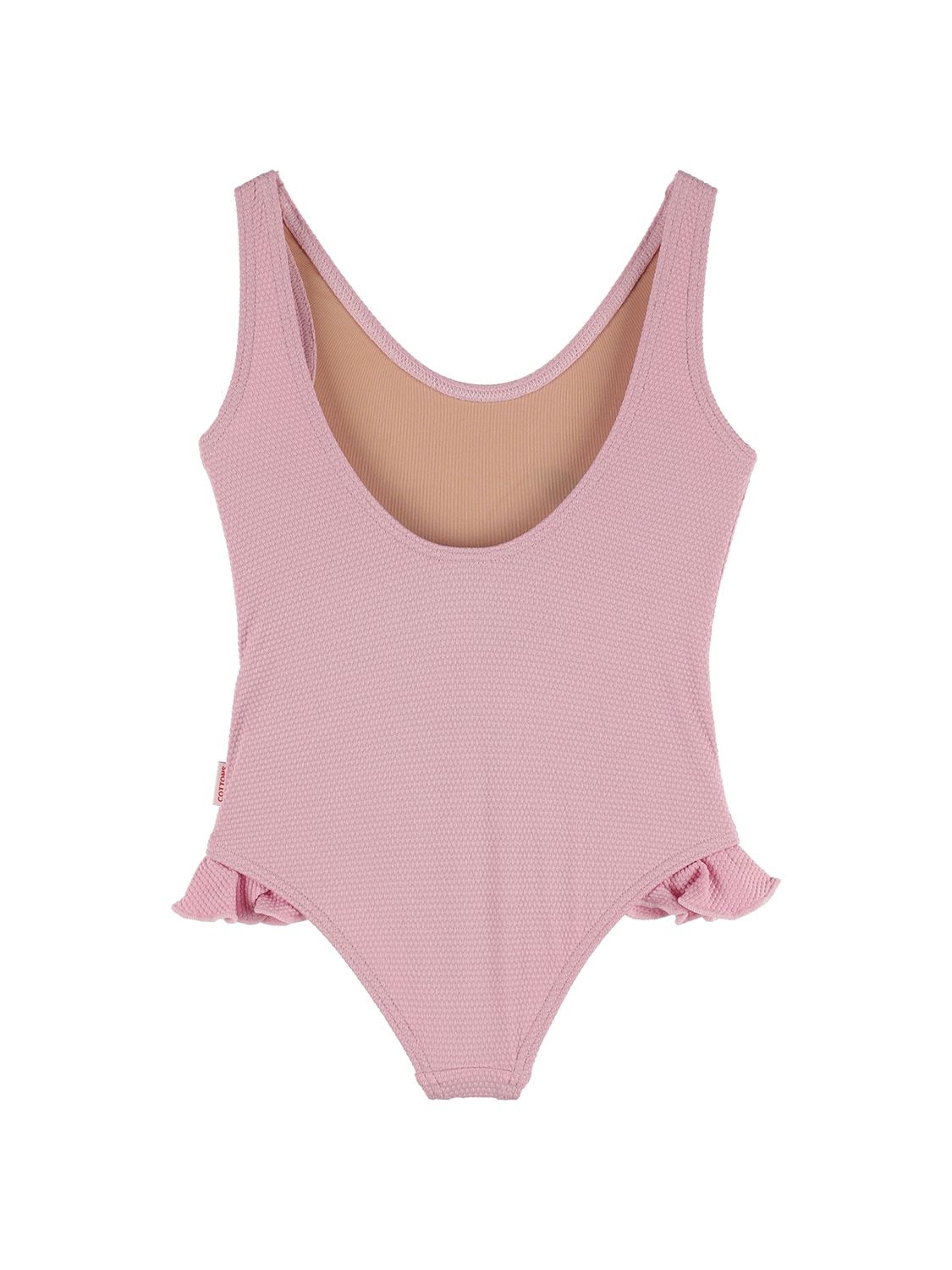 Tiny Cottons Apple Print Lycra Onepiece Swimsuit In Light Violet