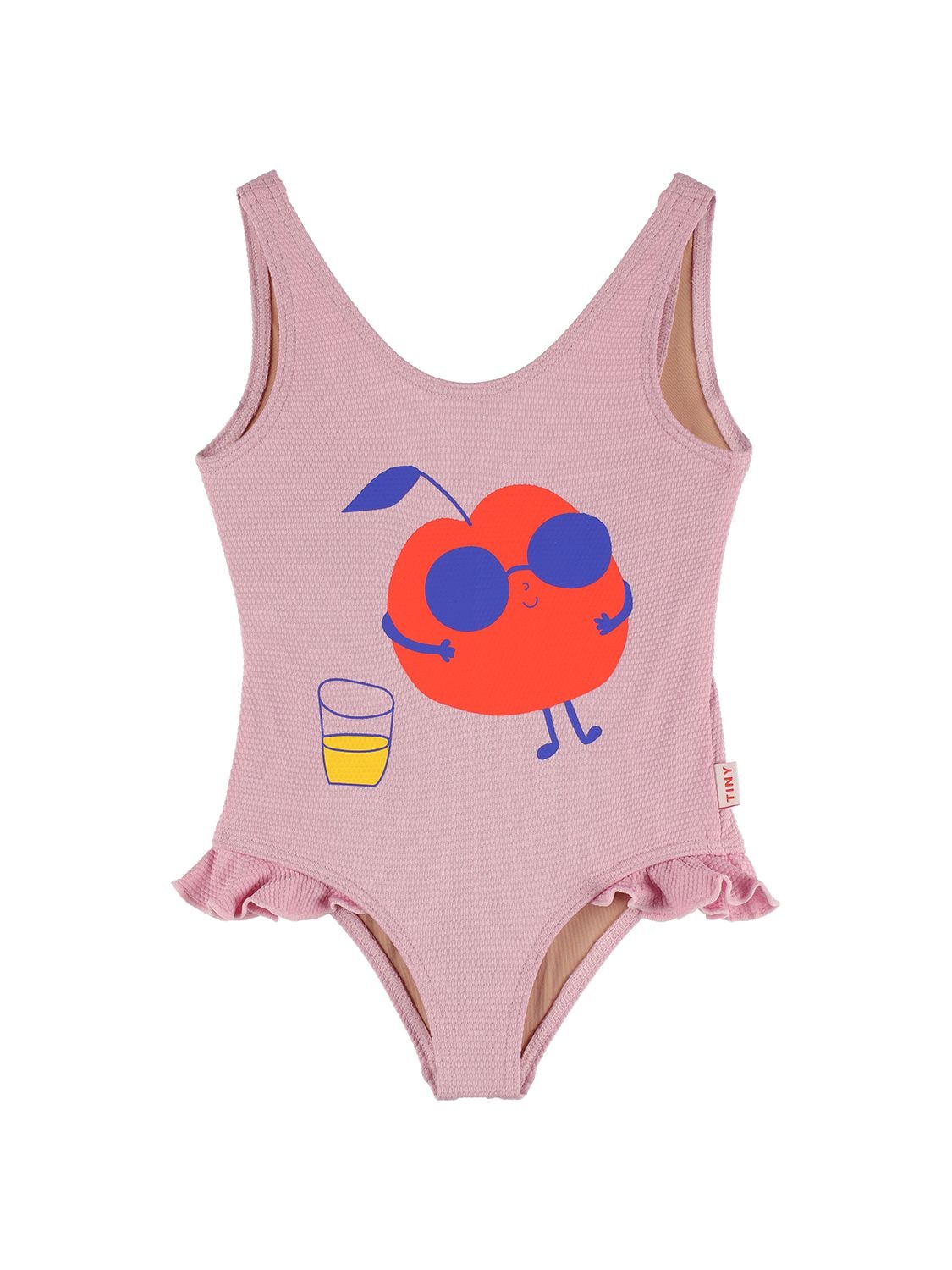 Tiny Cottons Kids' Apple Print Lycra Onepiece Swimsuit In Light Violet