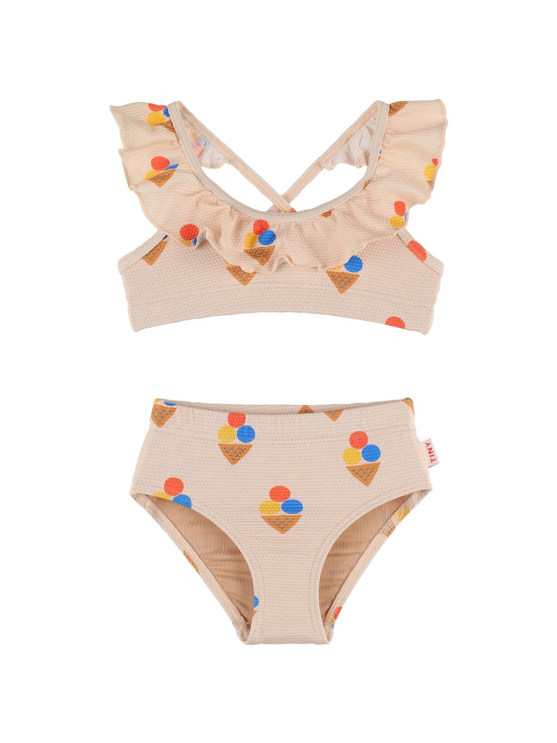 Tiny Cottons Kids' Ice Cream Print Lycra Bikini In Off White