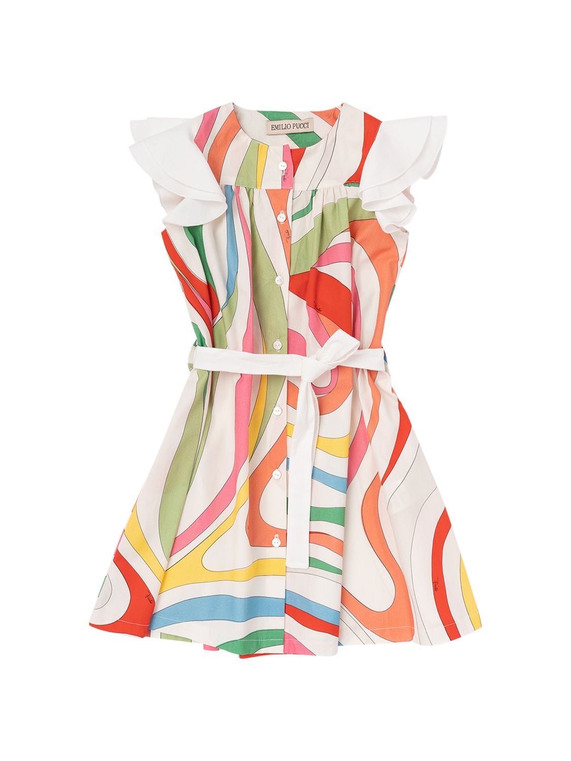 Pucci Kids' Printed Cotton Poplin Dress In Multicolor