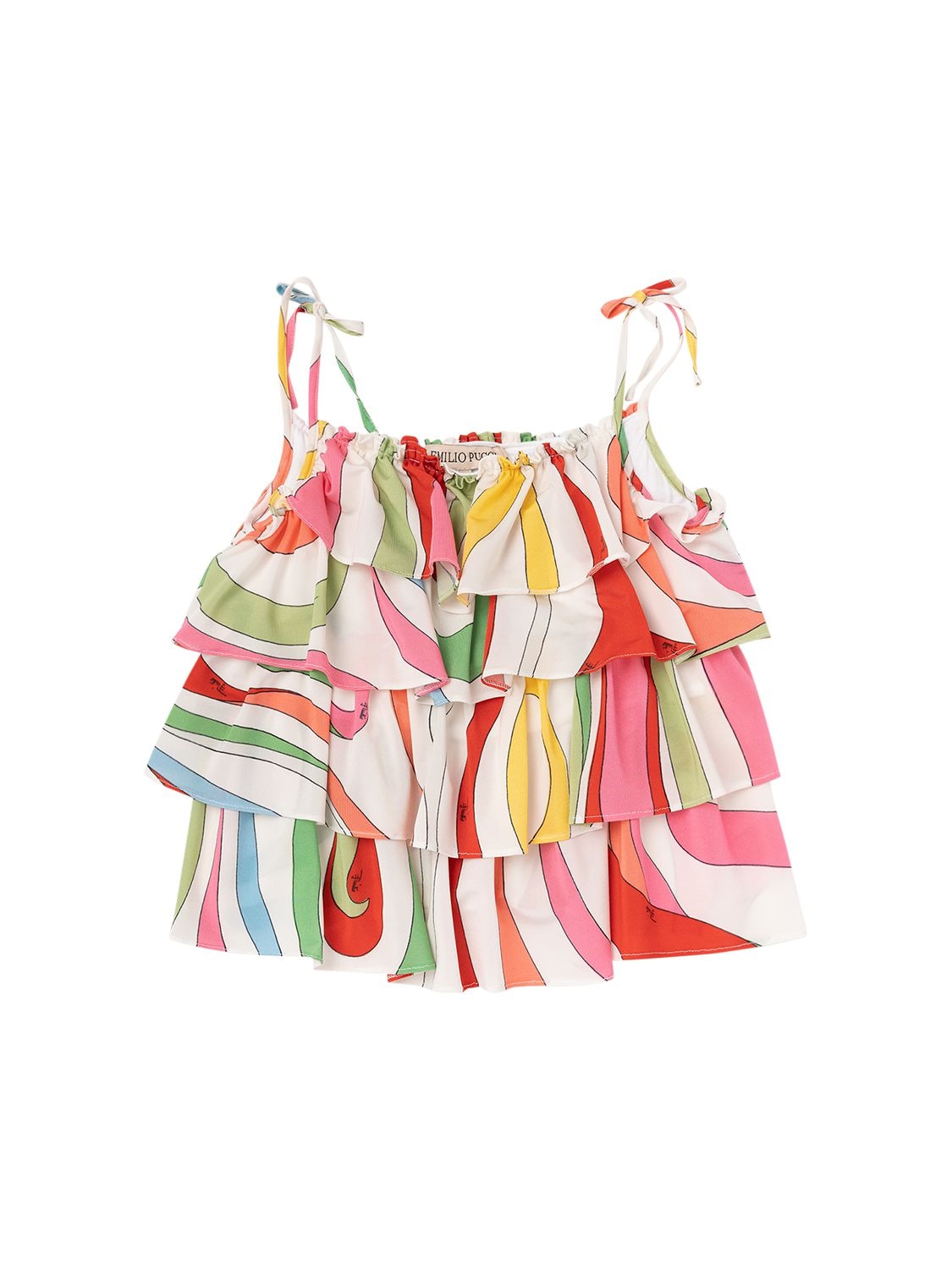Pucci Kids' Printed Ruffle Top In Multicolor