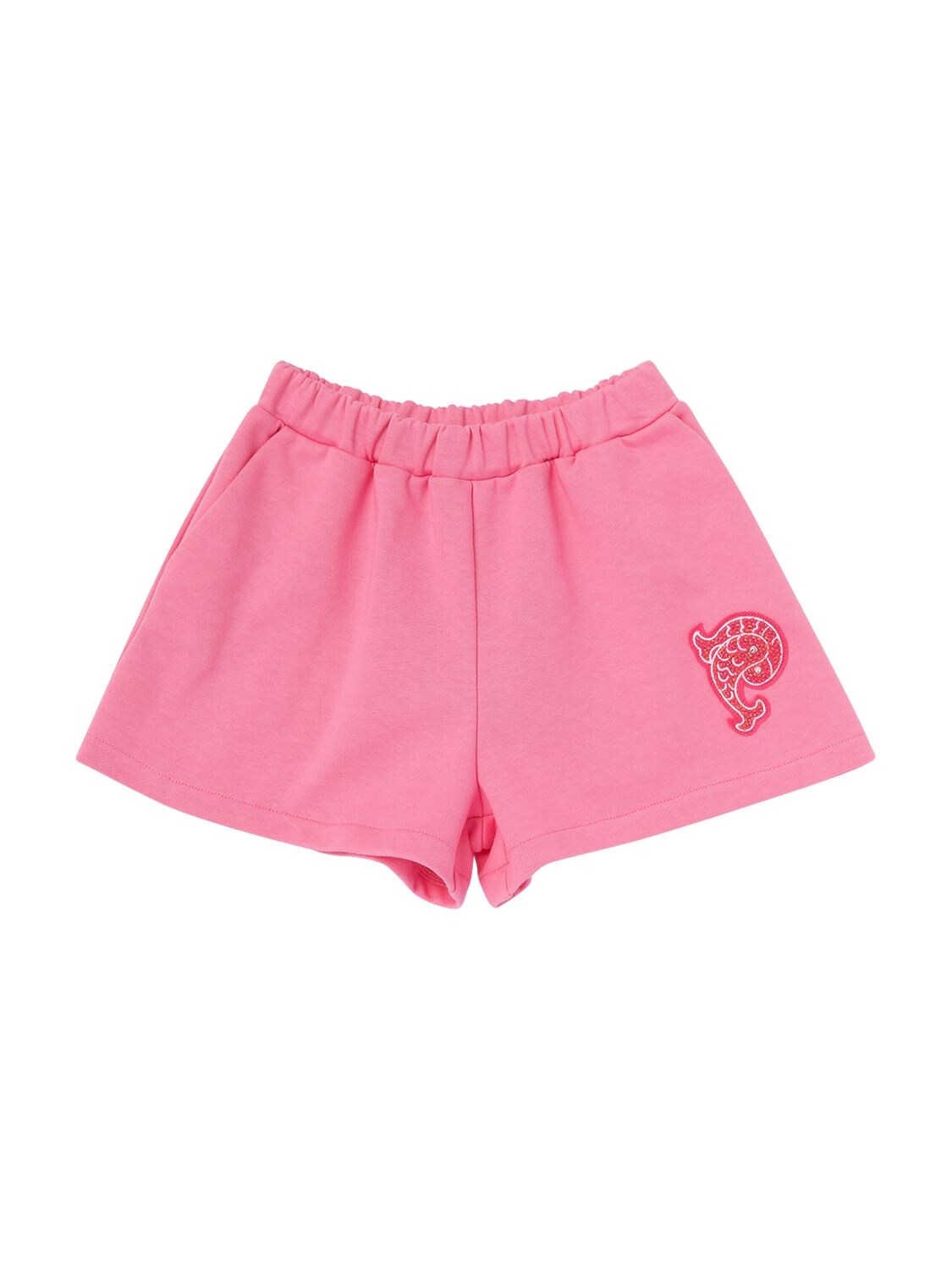 Pucci Kids' Organic Cotton Sweat Shorts W/patch Logo In Pink