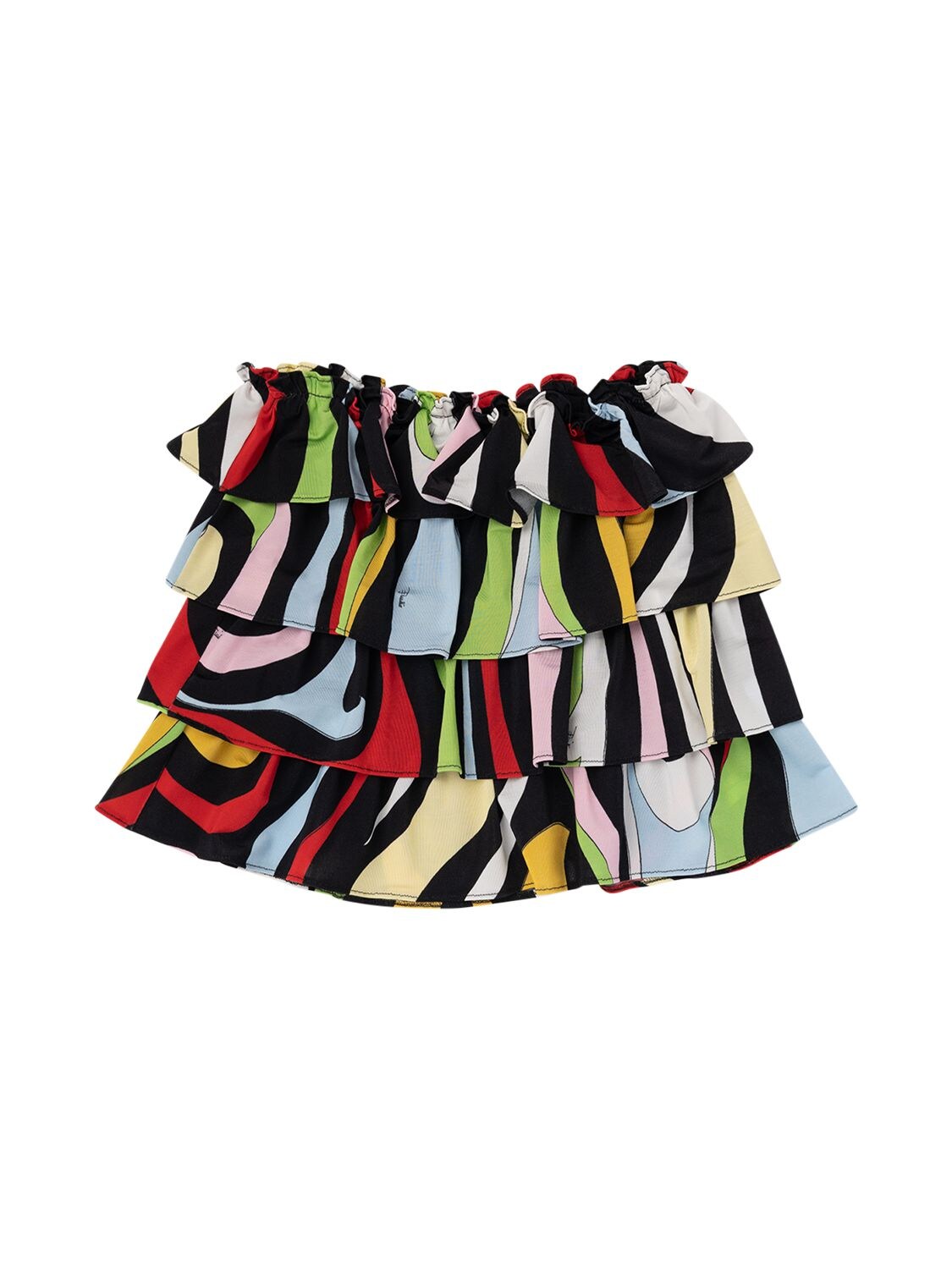 Pucci Kids' Printed Jersey Ruffled Skirt In Multicolor