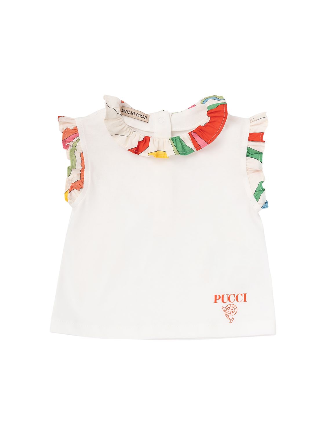 Pucci Babies' Organic Cotton Jersey T-shirt In White