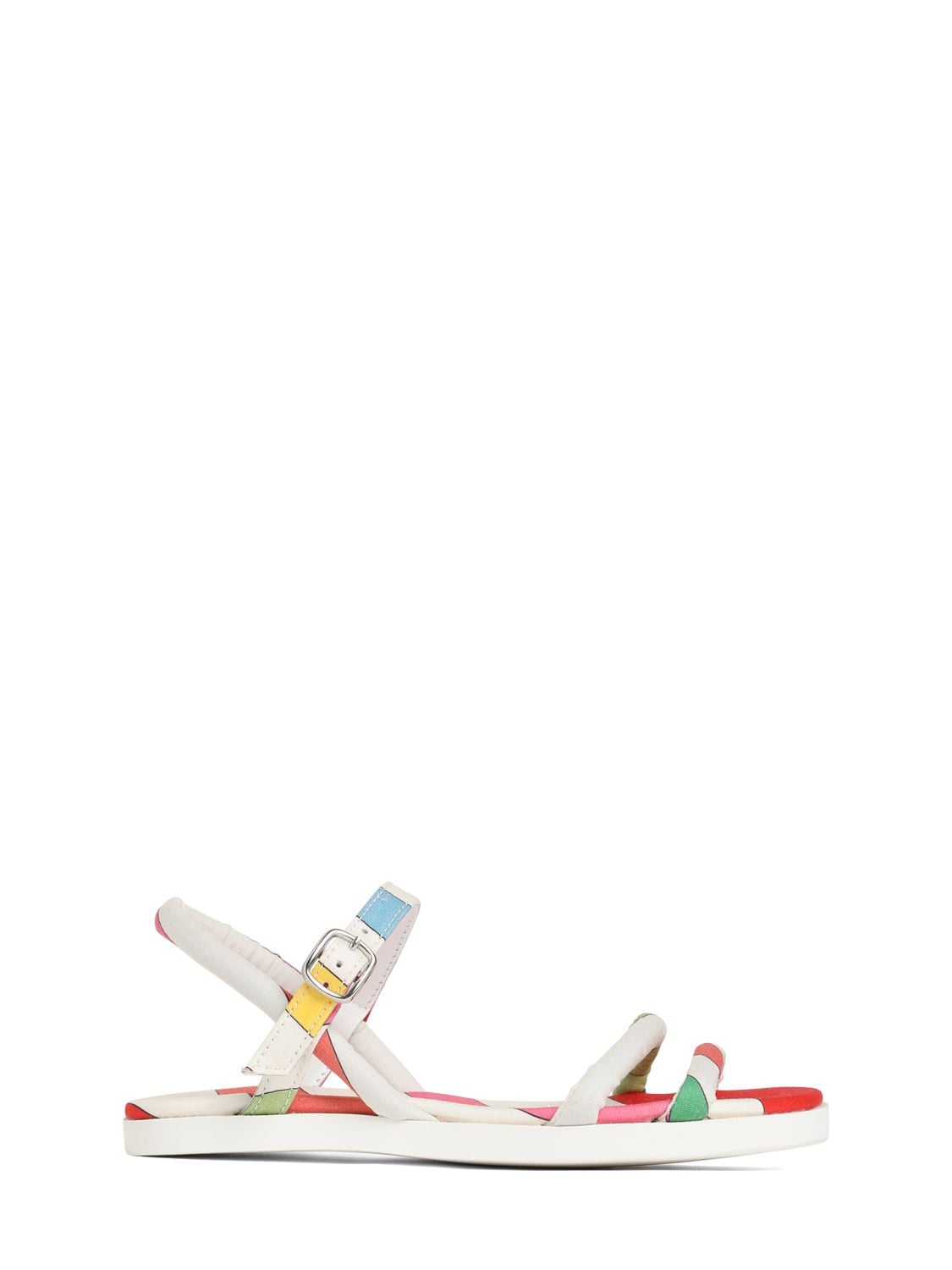 Pucci Kids' All Over Print Cotton Sandals In Multicolor
