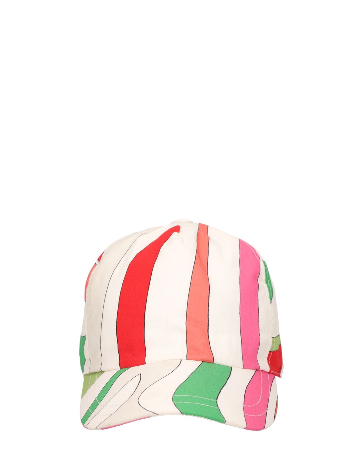 Pucci Kids' All Over Print Cotton Baseball Hat In Multi