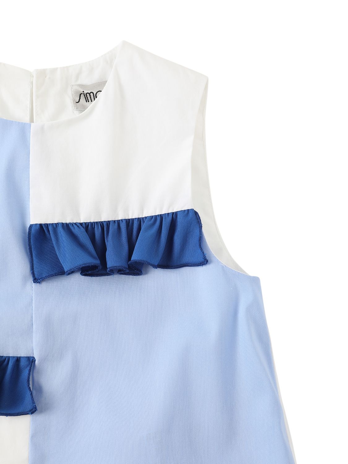 Shop Simonetta Cotton Blend Poplin Top In White,blue