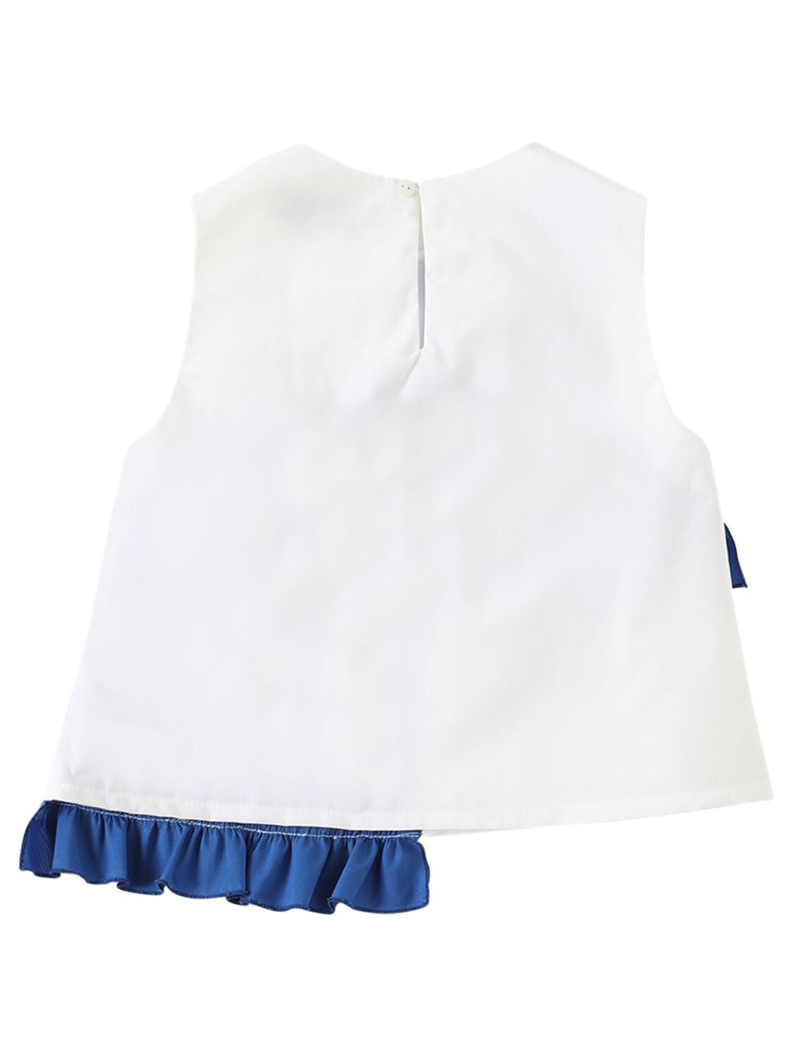Shop Simonetta Cotton Blend Poplin Top In White,blue