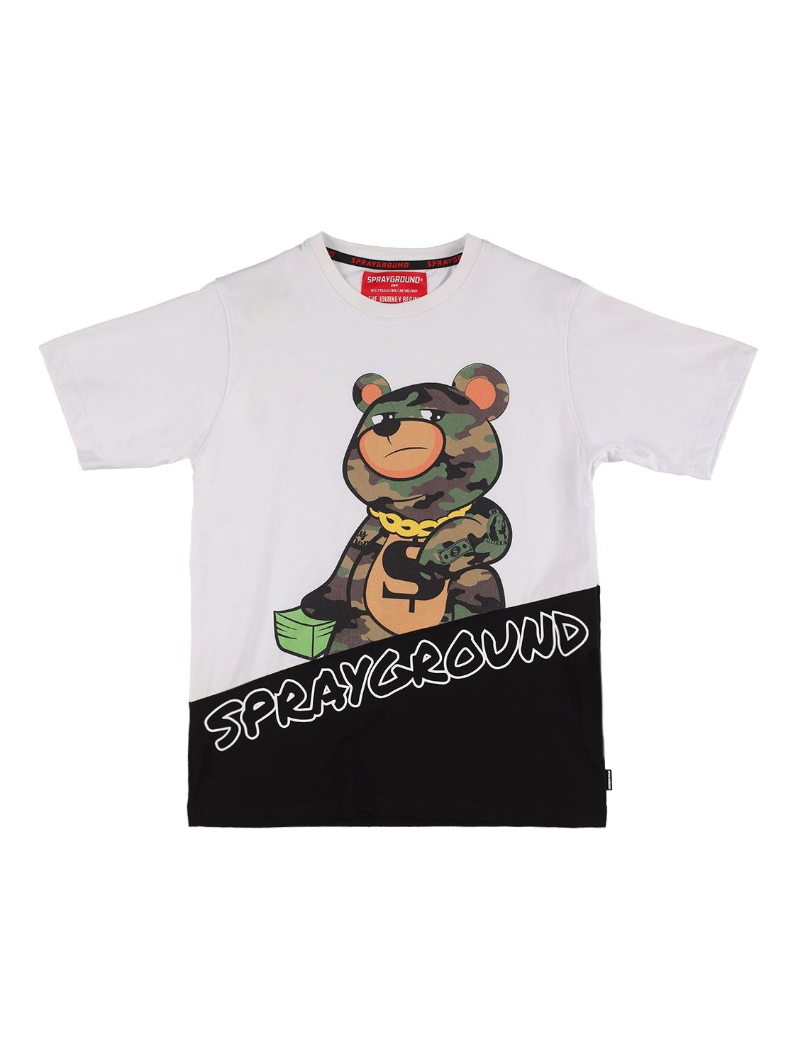 Sprayground Kids' Bear Print Cotton Jersey T-shirt In Black