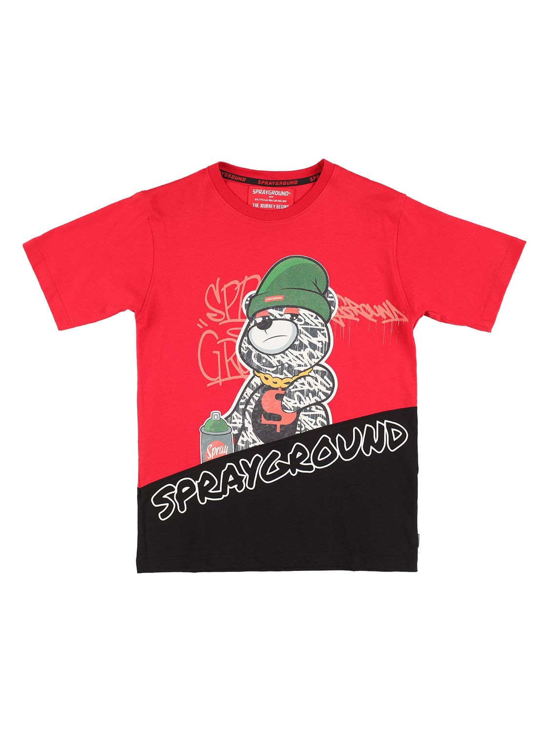 Sprayground Kids' Bear Print Cotton Jersey T-shirt In Red