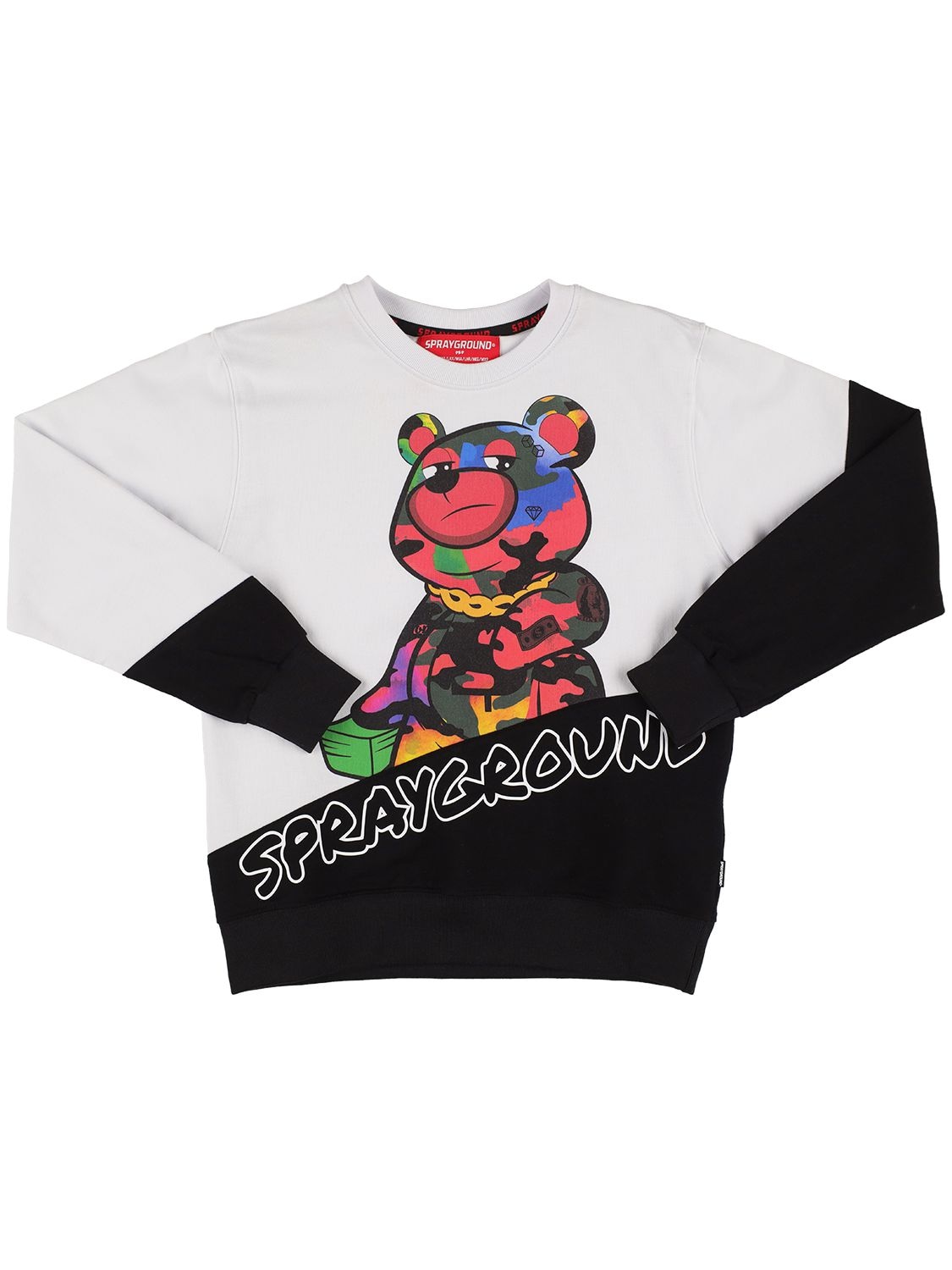 Sprayground Kids' Bear Print Cotton Sweatshirt In Black