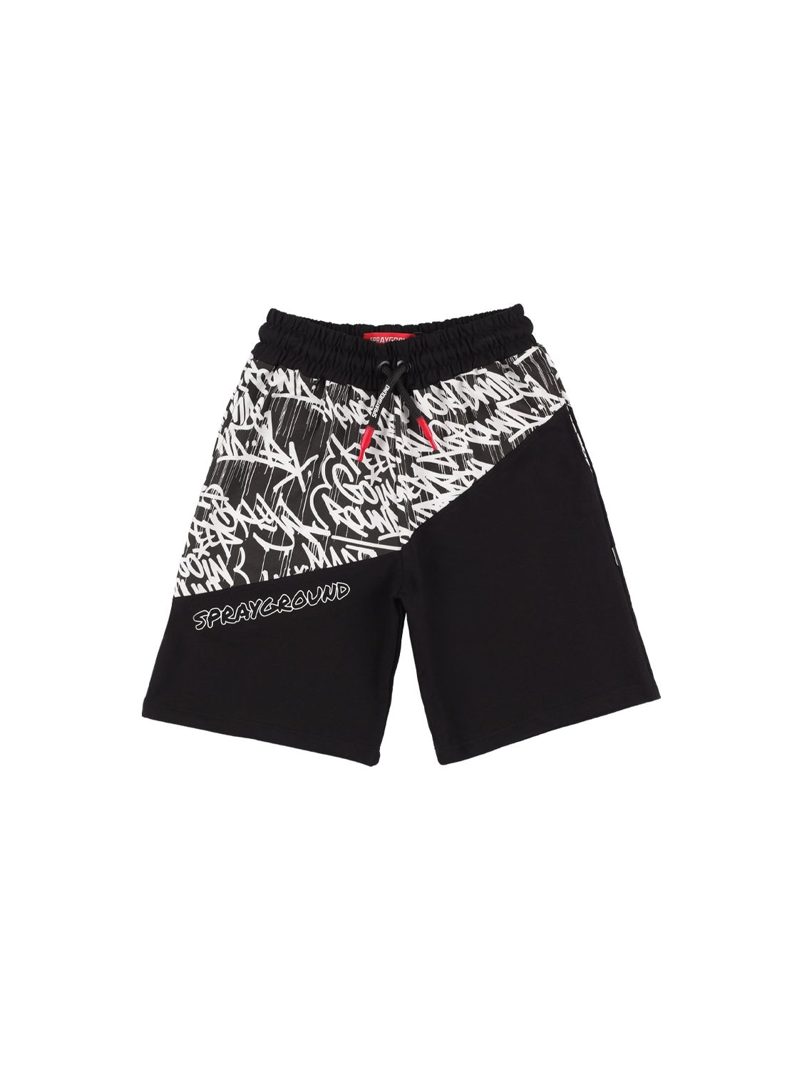 Sprayground Kids' Camo Print Cotton Sweat Shorts In Black