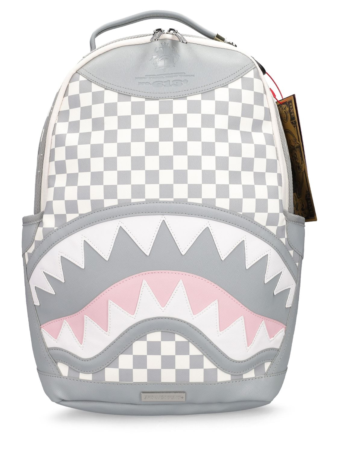 Sprayground Kid Kids' Melting-check Logo-print Backpack In Grey