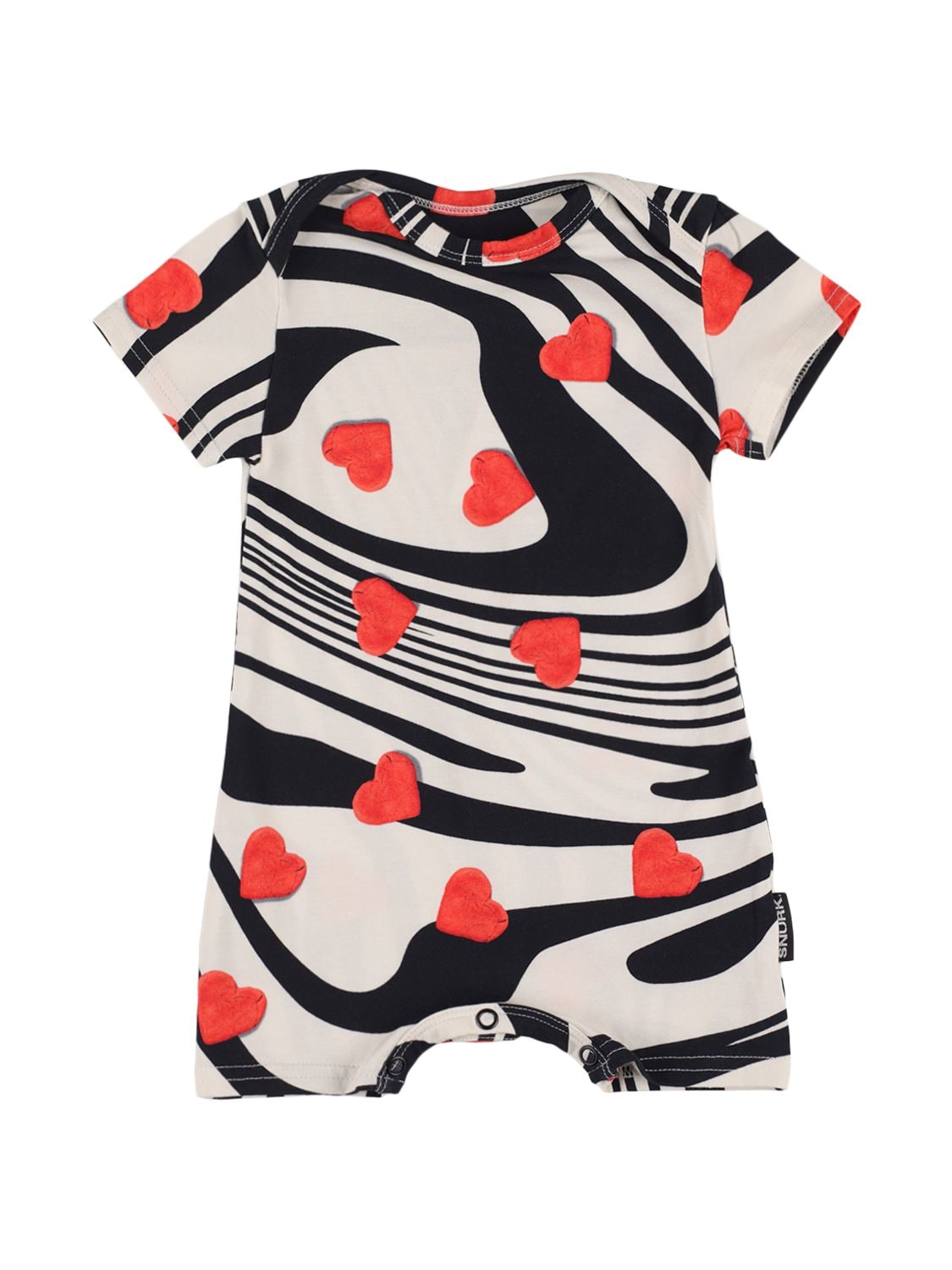 Snurk Babies' Zebra Print Organic Cotton Romper In White,black