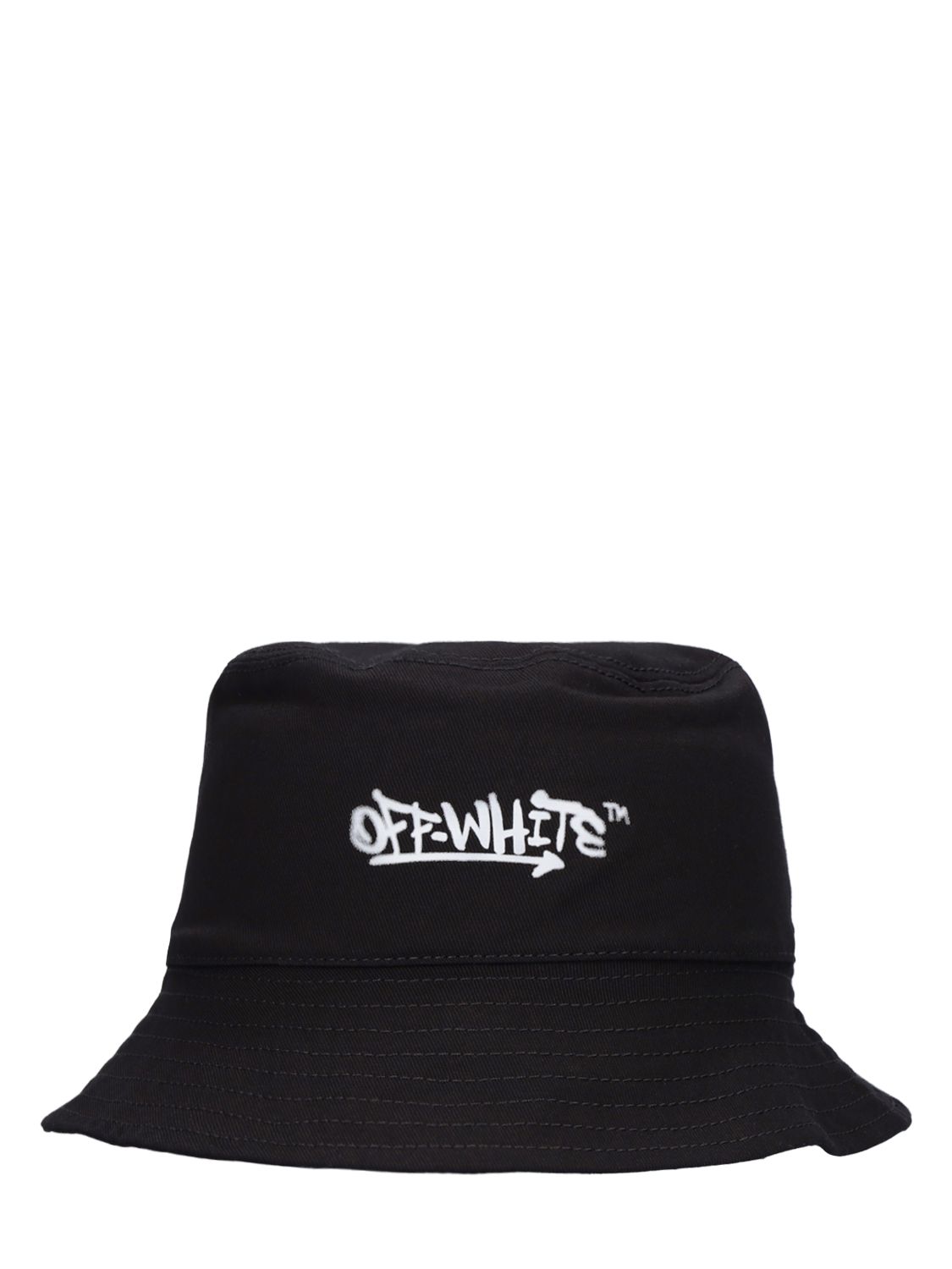 Off-white Kids Graffiti-print Cotton-twill Bucket Hat In Black