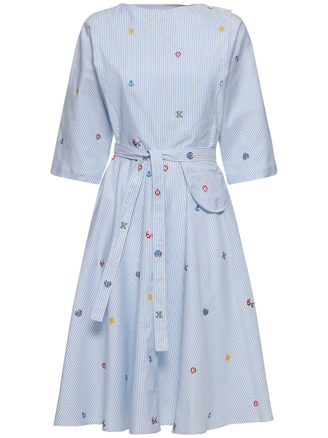Printed Cotton Poplin Midi Dress – WOMEN > CLOTHING > DRESSES