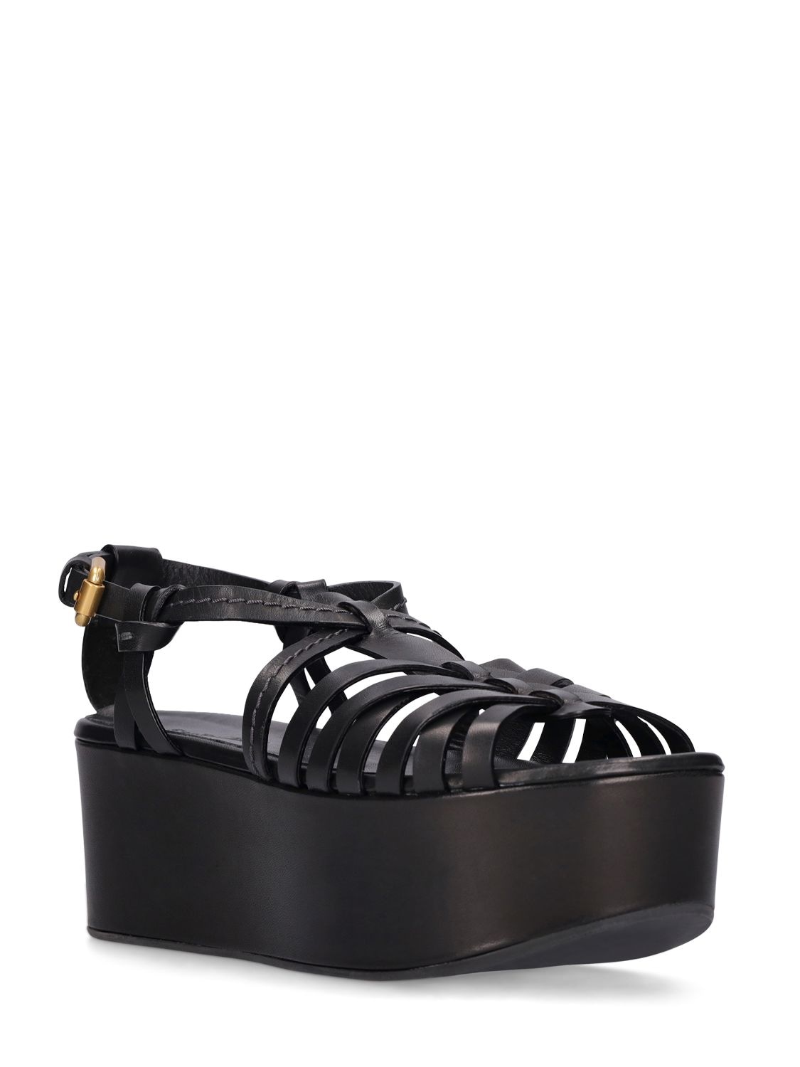 Shop See By Chloé 60mm Ortiz Leather Wedges In Black