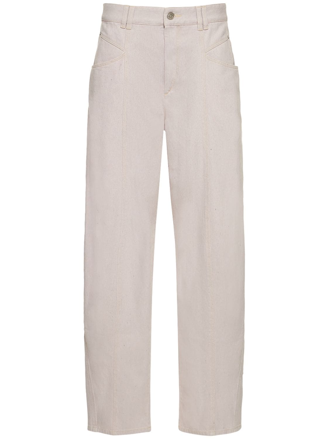 Shop Isabel Marant Vetan Cotton Denim Straight Pants In Pink