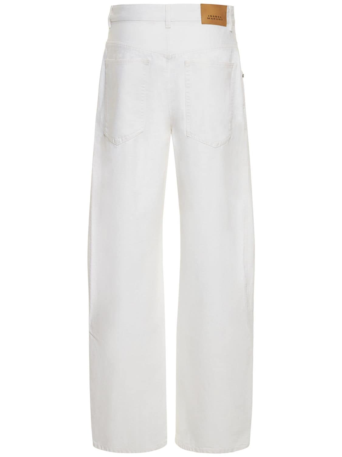Shop Isabel Marant Vetan Cotton Denim Straight Pants In White