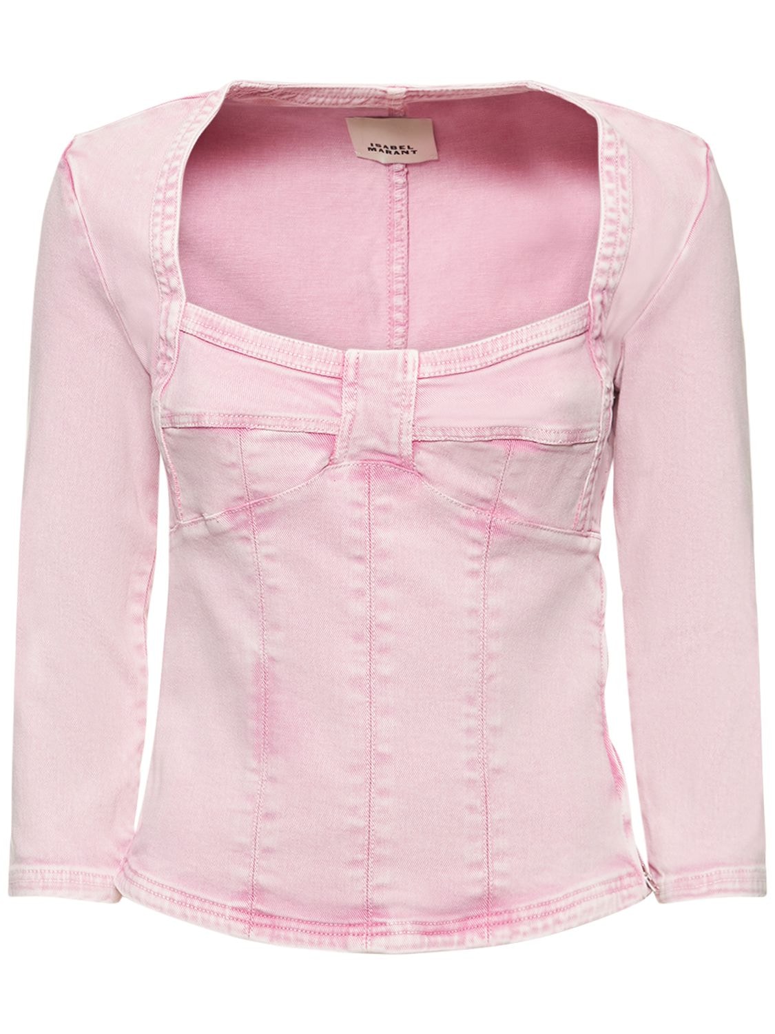 Isabel Marant Vanio Stretch Denim Top In Pink