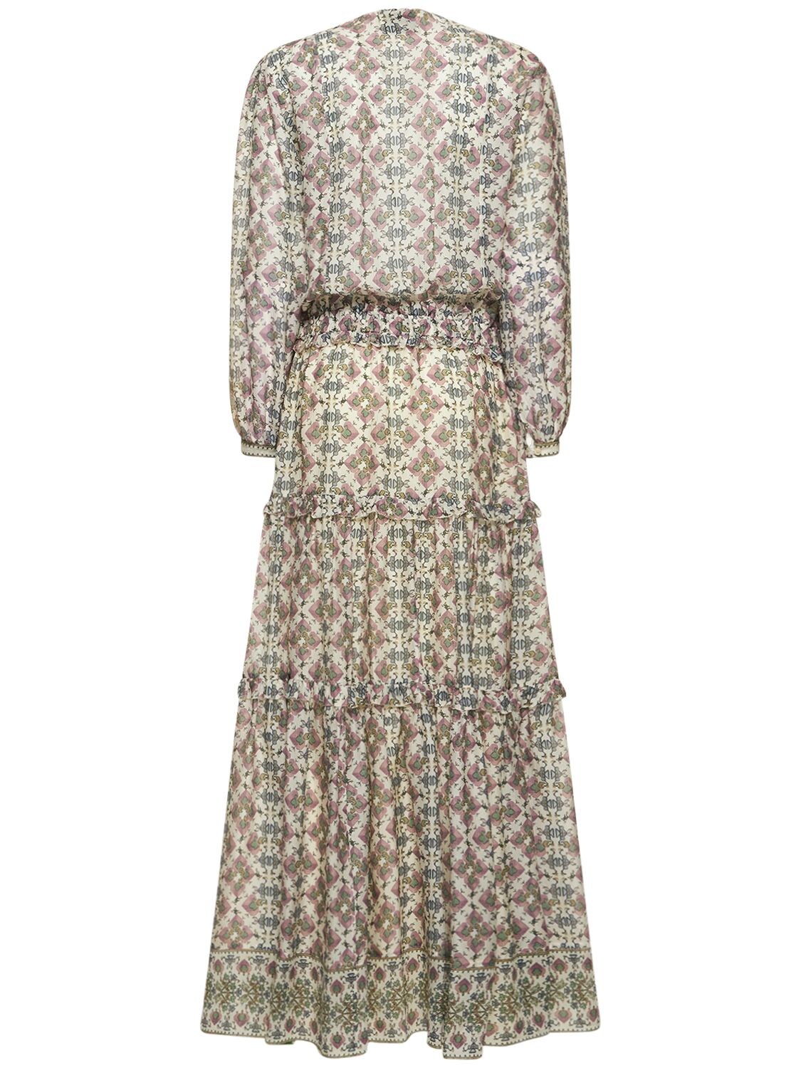 Shop Isabel Marant Mafezia Printed Silk Midi Dress In Beige,multi