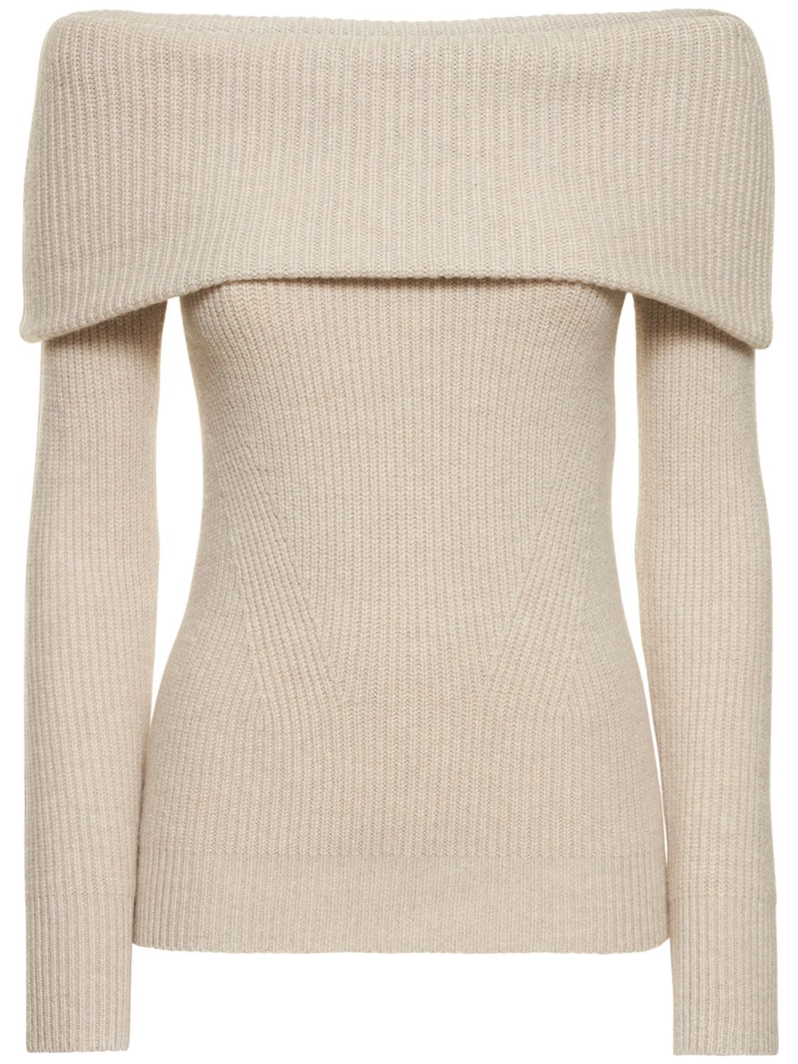 ISABEL MARANT Baya Rib Off-the-shoulder Wool Sweater
