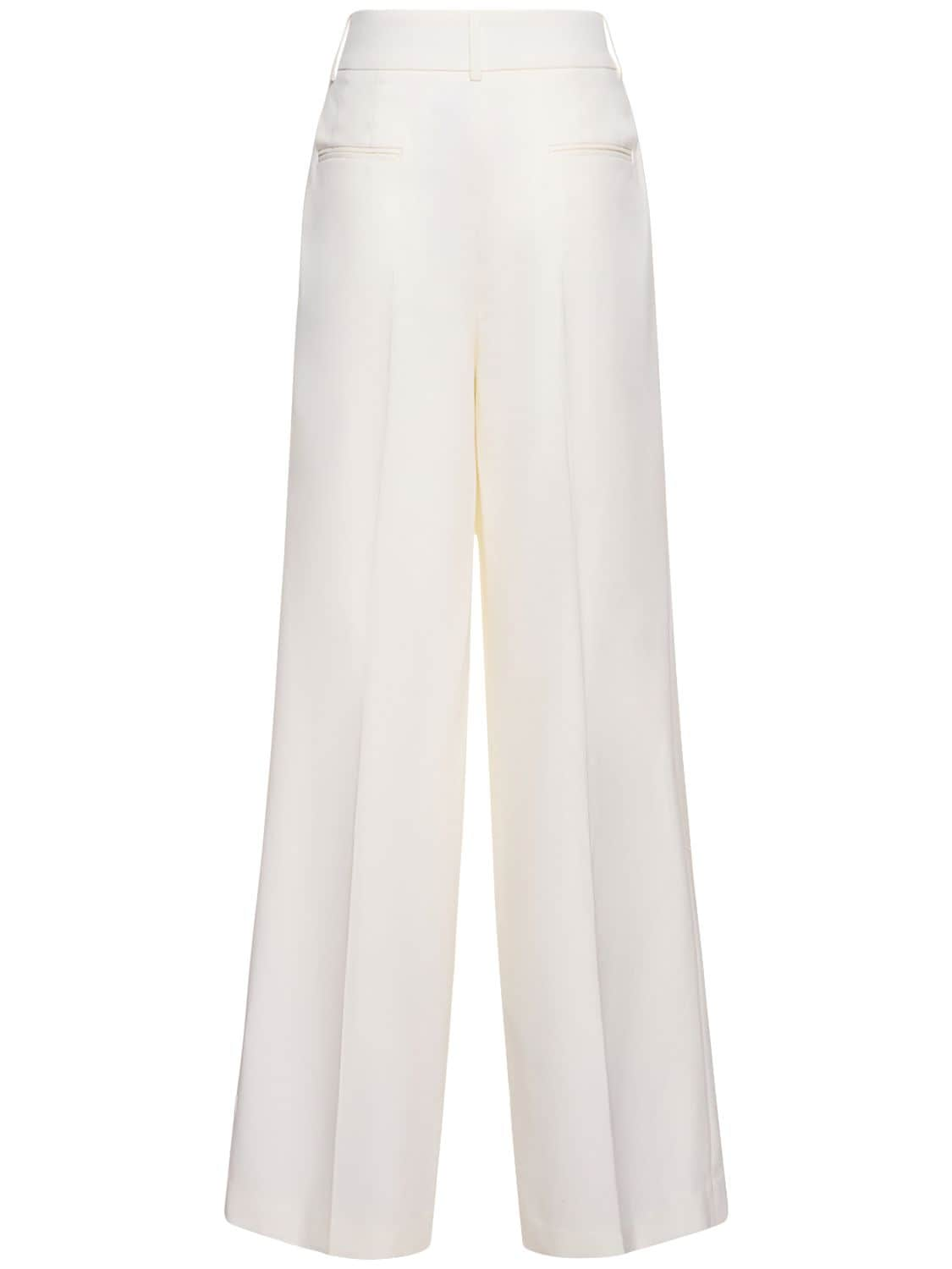 Shop Michael Kors Wool Twill High Waist Wide Pants In White