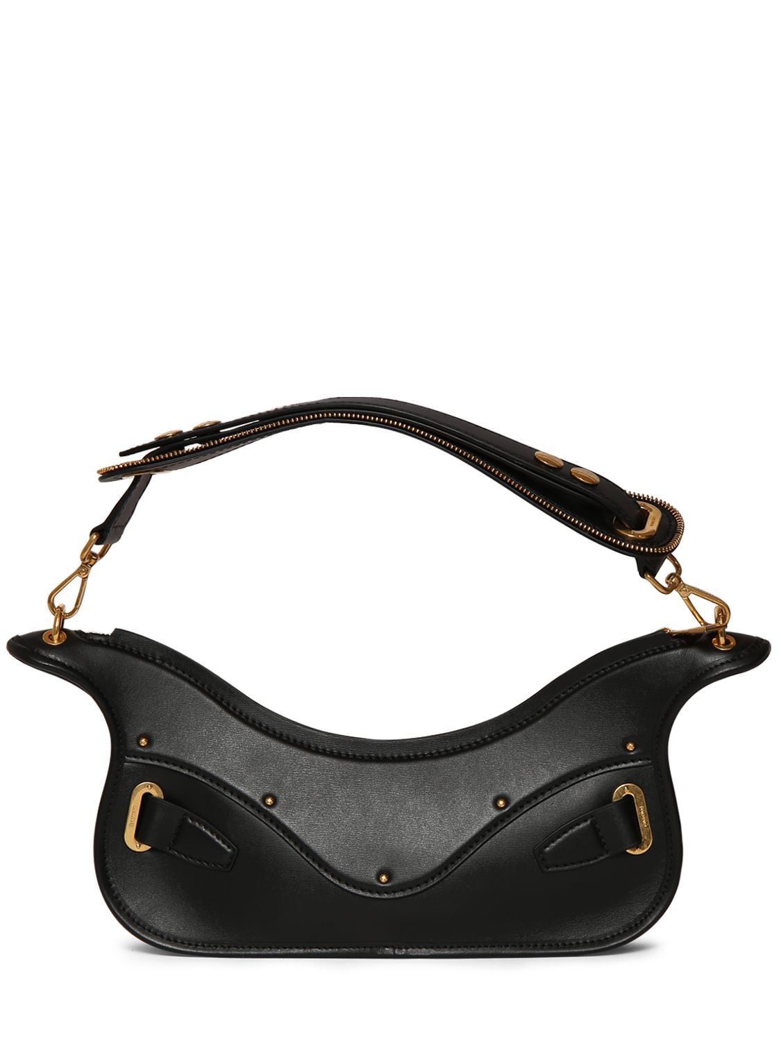 Shop Balmain Blaze Leather Zip Pouch Box Bag In Noir