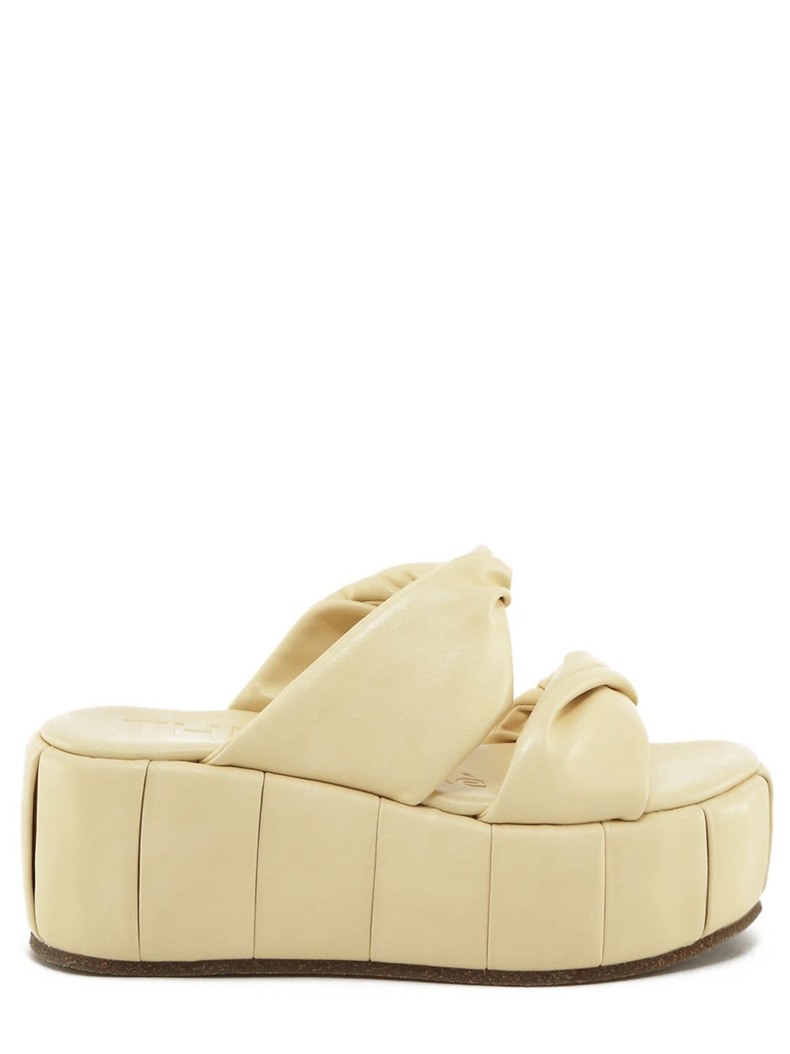 Themoirè 85mm Lyra Faux Leather Wedges In Light Yellow