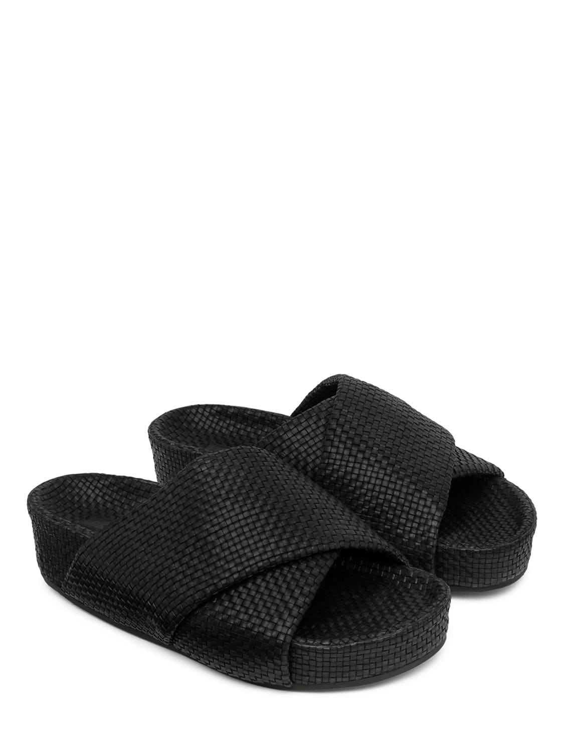 St.agni 50mm Woven Leather Platform Slides In Black | ModeSens