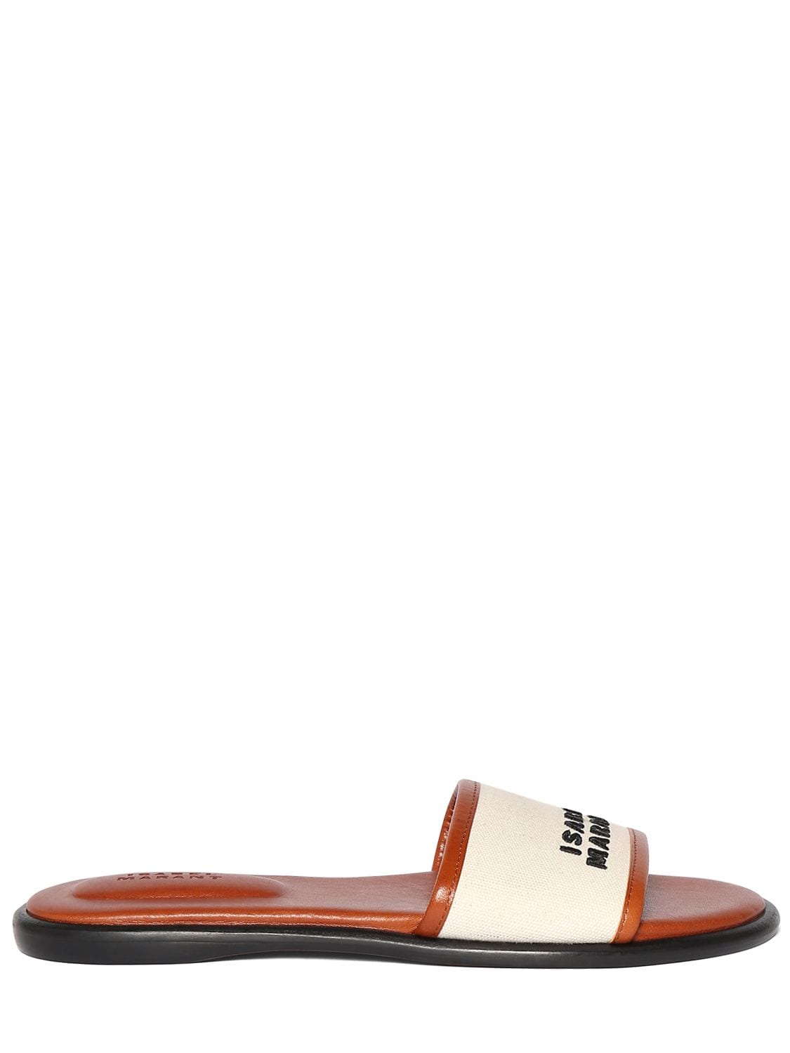 Shop Isabel Marant 10mm Vikee-gz Leather & Canvas Flats In White,brown