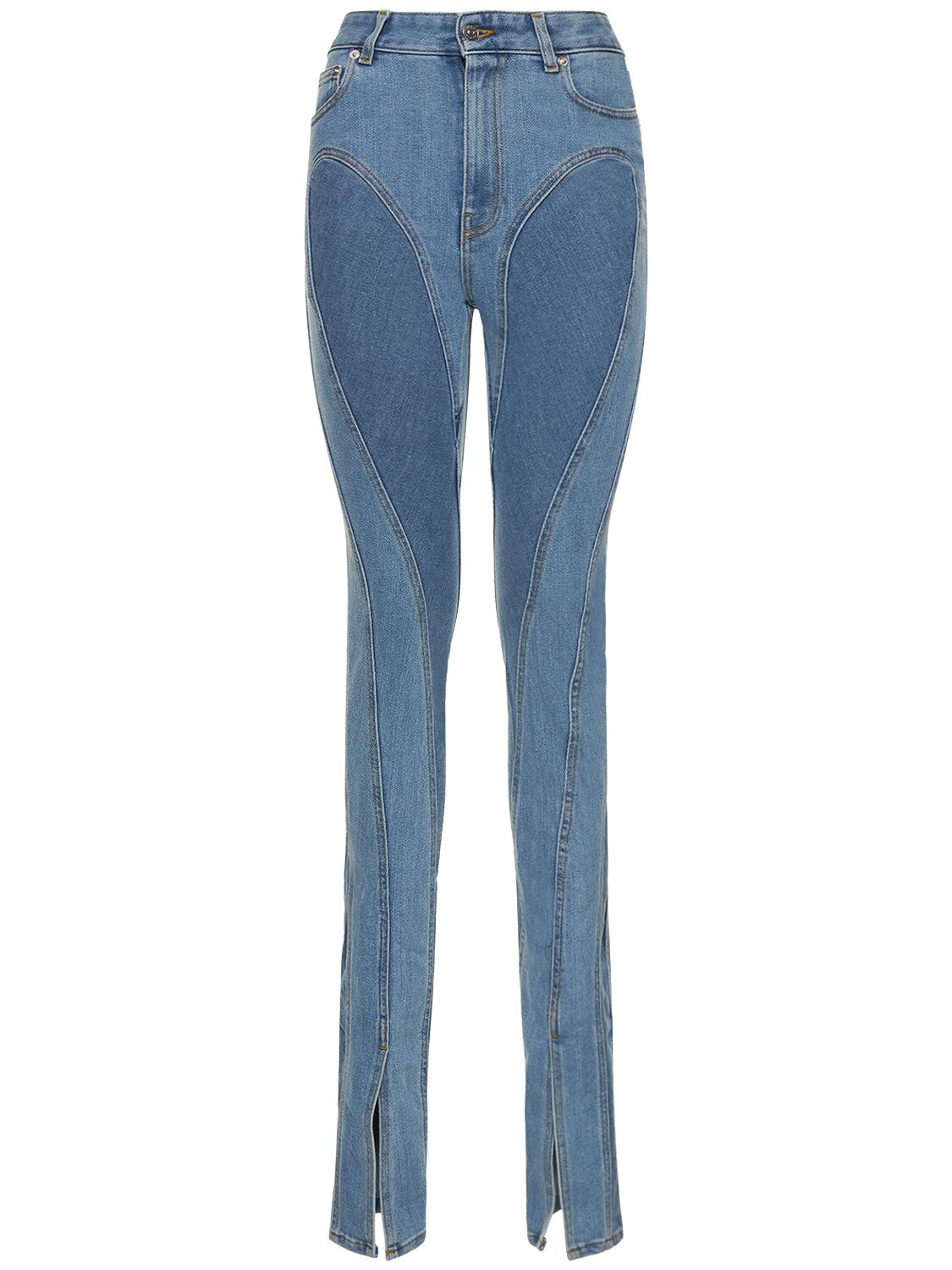 MUGLER Two-tone Cotton Denim Skinny Jeans