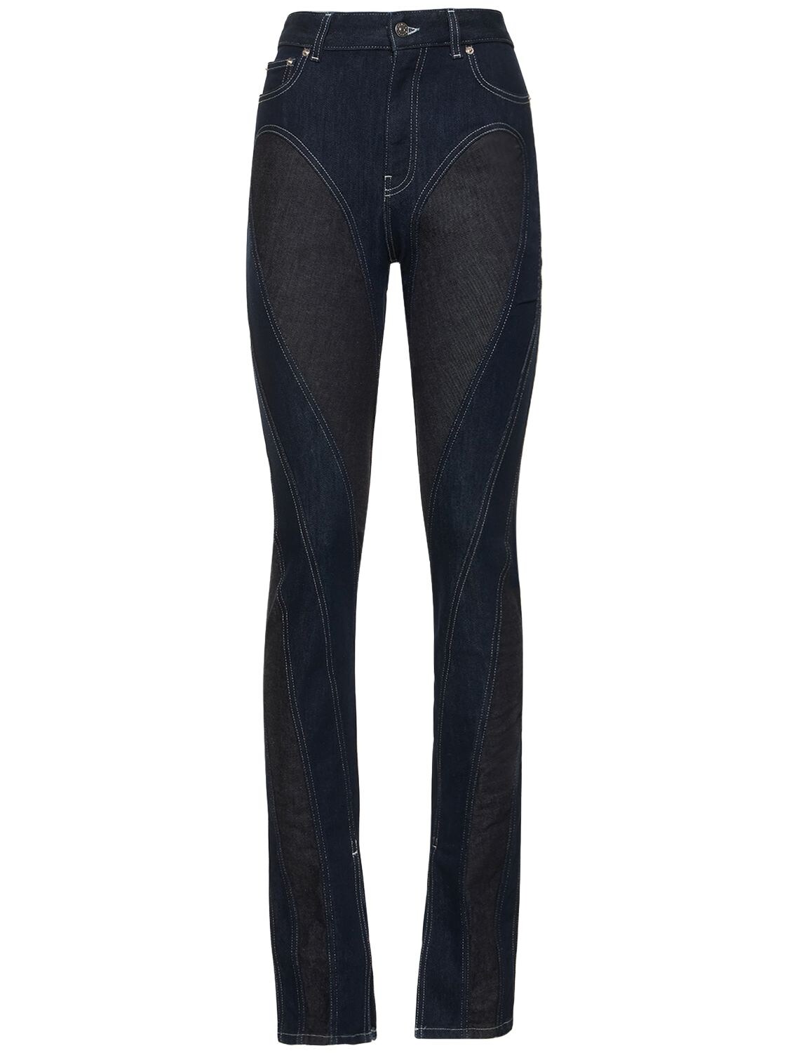 Two-tone Cotton Denim Skinny Jeans – WOMEN > CLOTHING > JEANS
