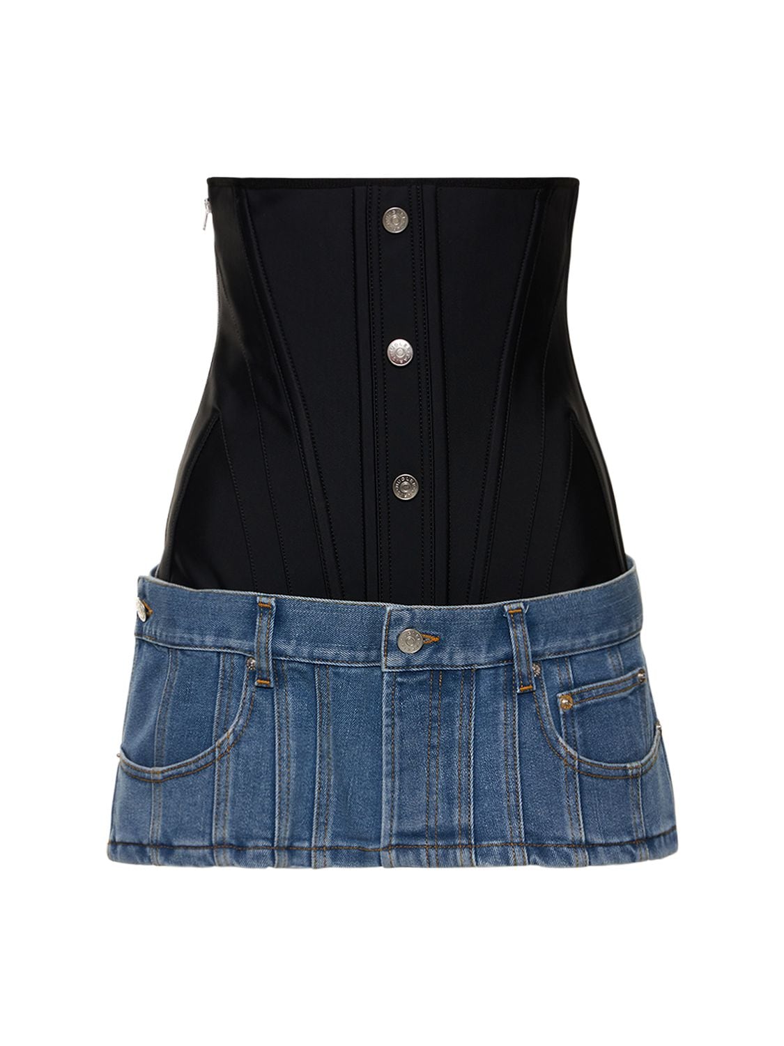 MUGLER DENIM CORSET MINI SKIRT