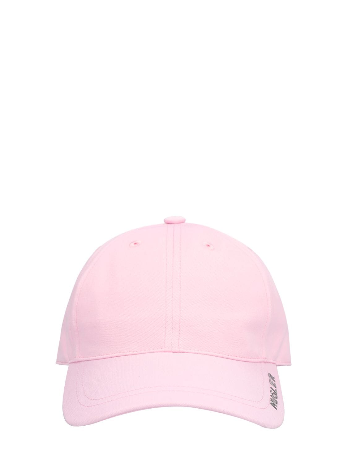 Mugler Cotton Denim Cap W/ Logo In Pink