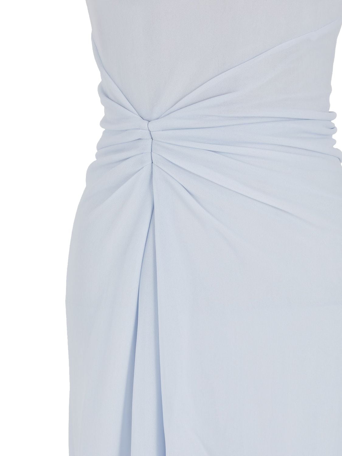 Shop Giorgio Armani Strapless Draped Jersey Long Dress In Light Blue