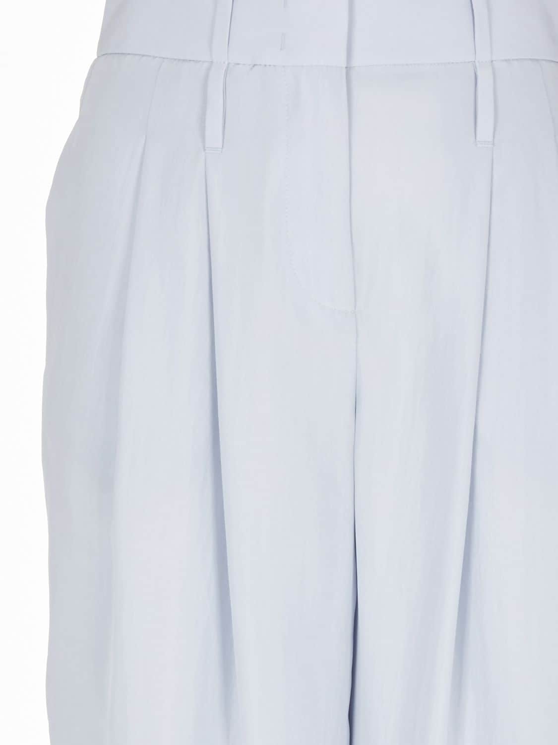 Shop Giorgio Armani Pleated Silk Crepe High Waist Pants In Light Blue