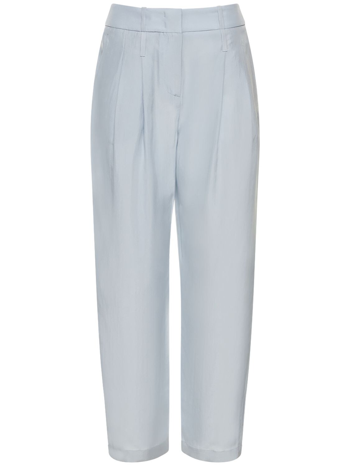 Pleated Silk Crepe High Waist Pants – WOMEN > CLOTHING > PANTS