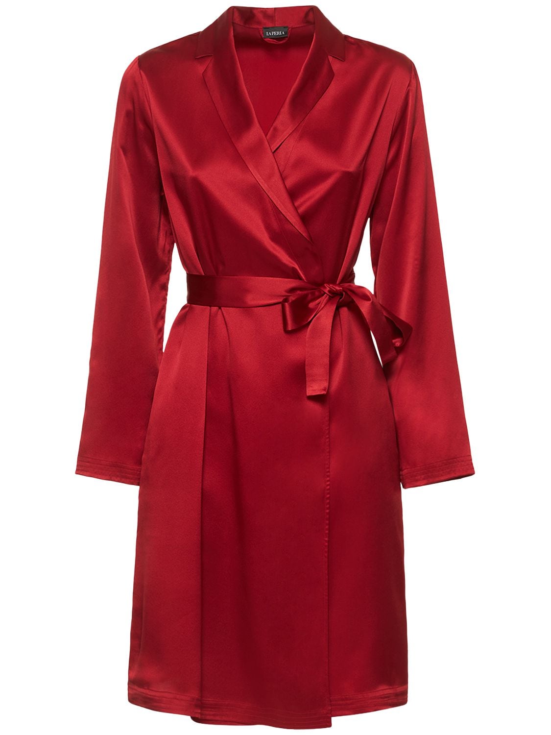La Perla Silk Short Robe In Red