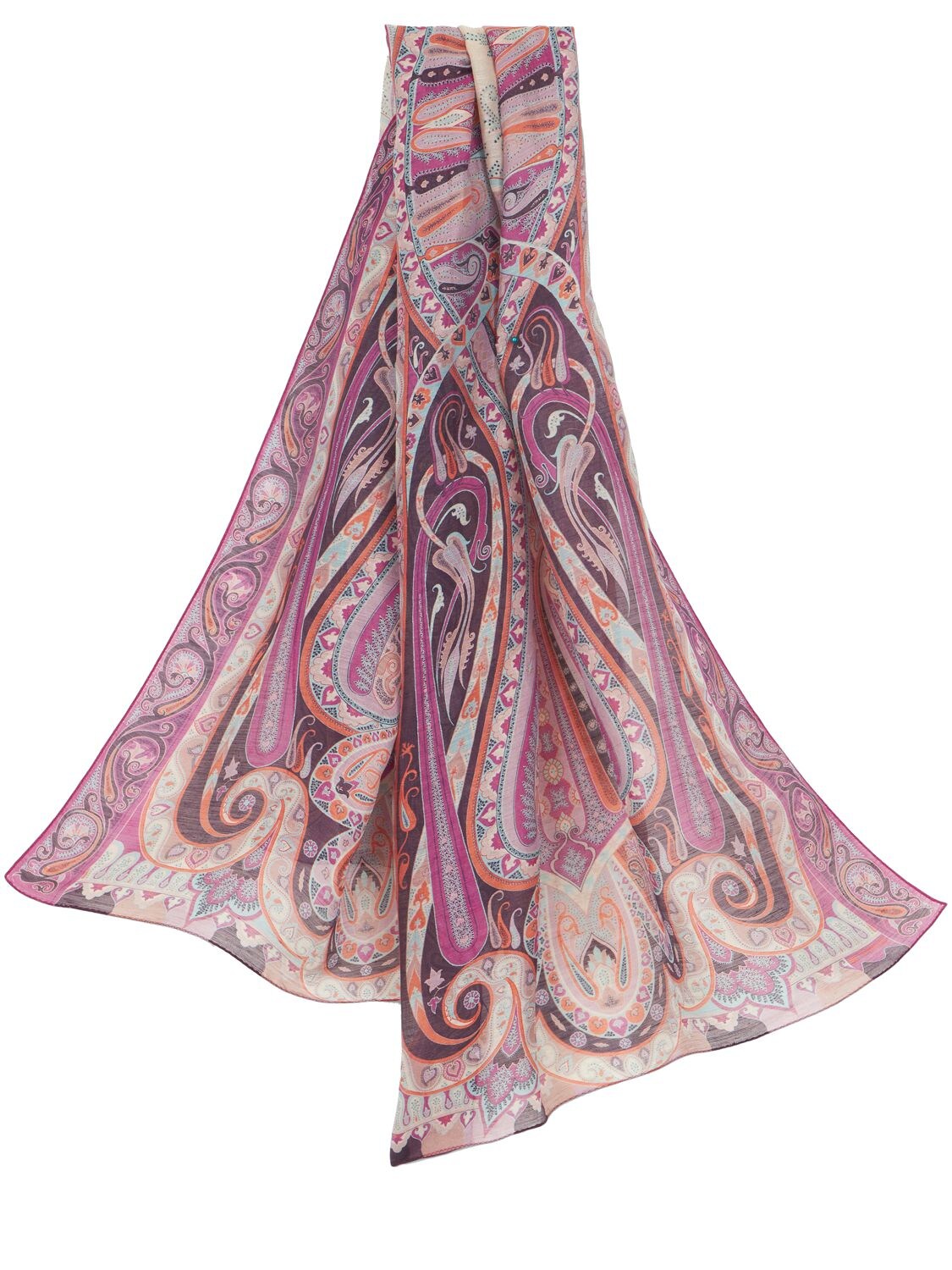 Etro Delhy Linen & Silk Scarf In Pink