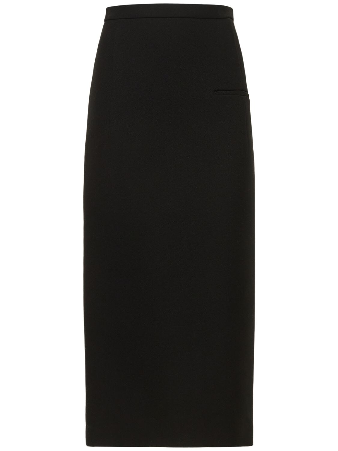 The Row Juno Reversed Wool Midi-skirt In Black
