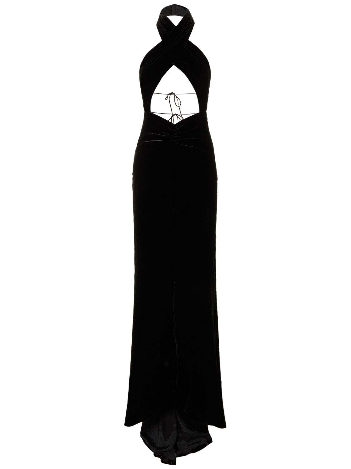 Velvet Halter Neck Cutout Gown – WOMEN > CLOTHING > DRESSES