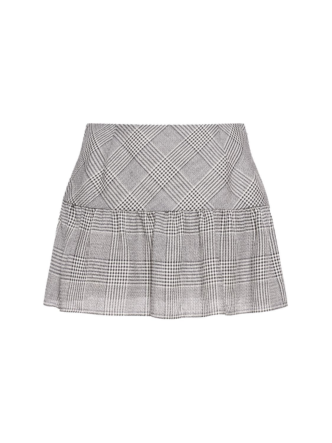 ALESSANDRA RICH PRINCE OF WALES LOW WOOL MINI SKIRT