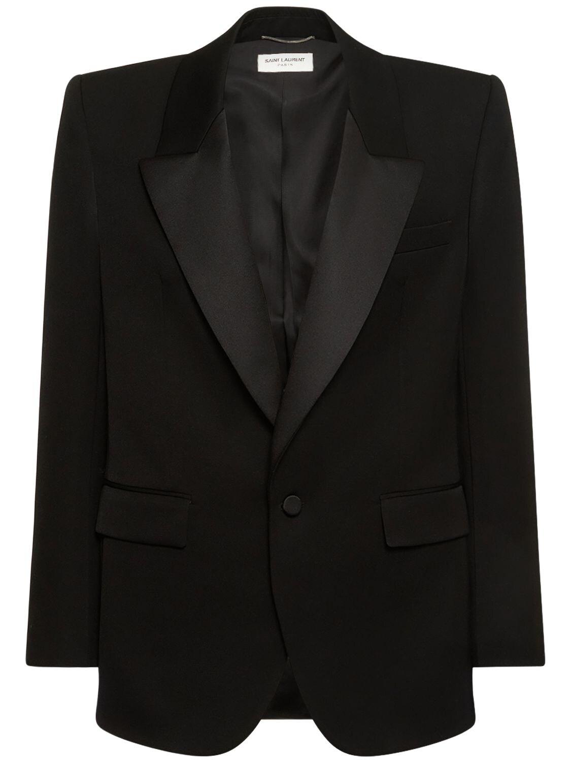 Saint Laurent Wool Tuxedo Jacket In Black