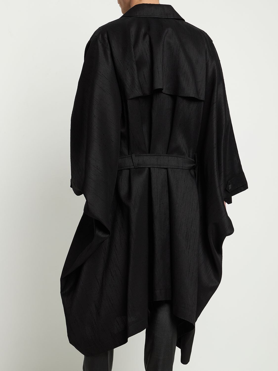 Shop Saint Laurent Djellaba Viscose Blend Trench Coat In Black