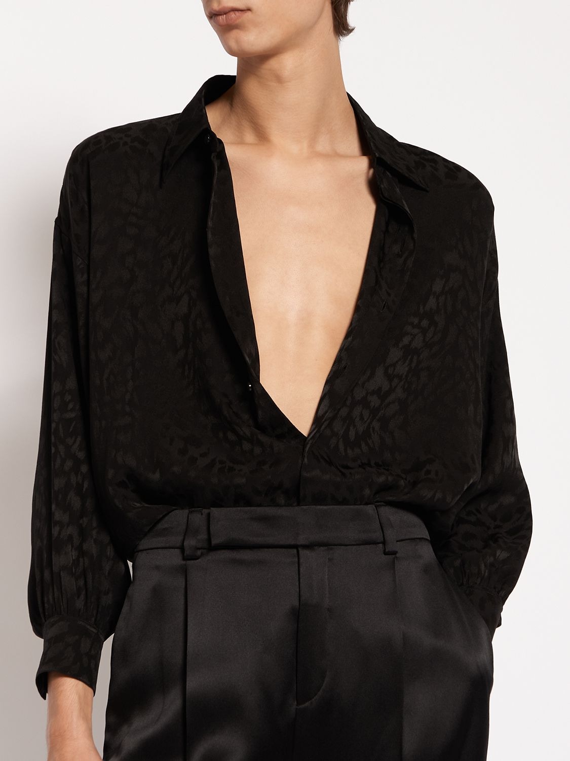 Shop Saint Laurent Silk Overshirt In Black
