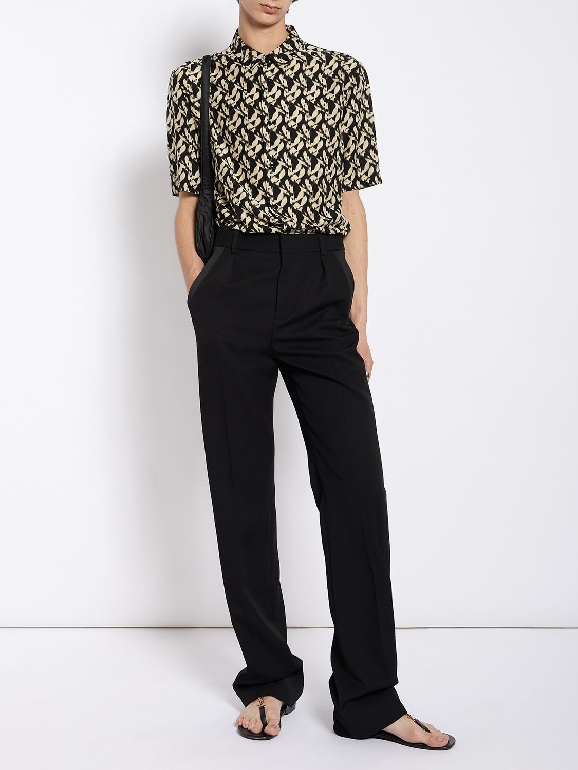 Shop Saint Laurent Silk Blend Shirt In Noir Sable