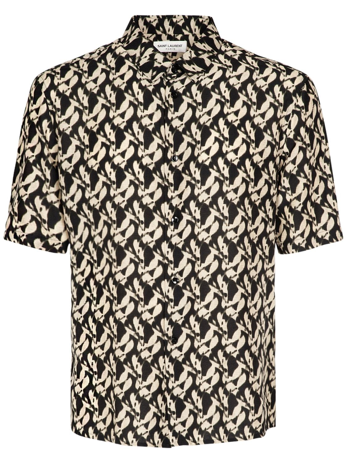 Shop Saint Laurent Silk Blend Shirt In Noir Sable